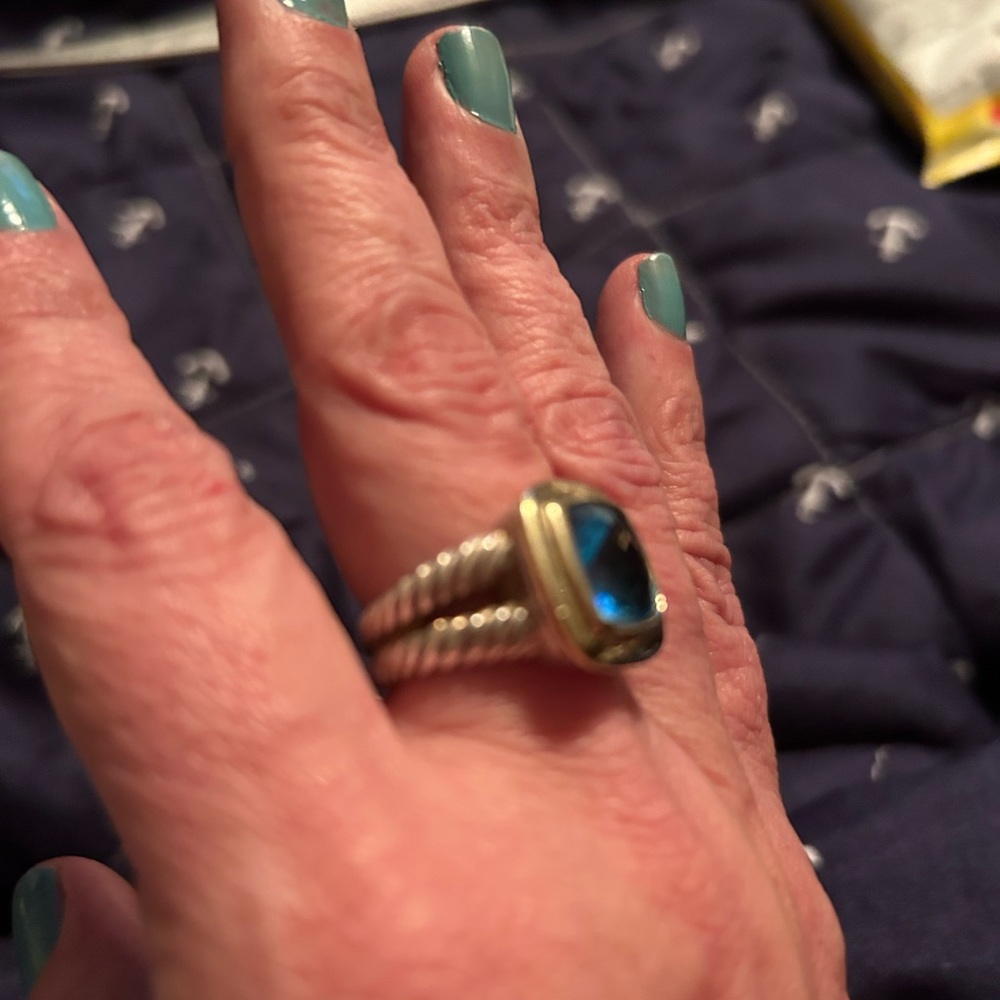 Blue topaz silver ring size 7 beautiful ring